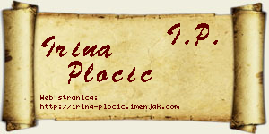 Irina Pločić vizit kartica